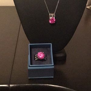 Lab created pink sapphire ring